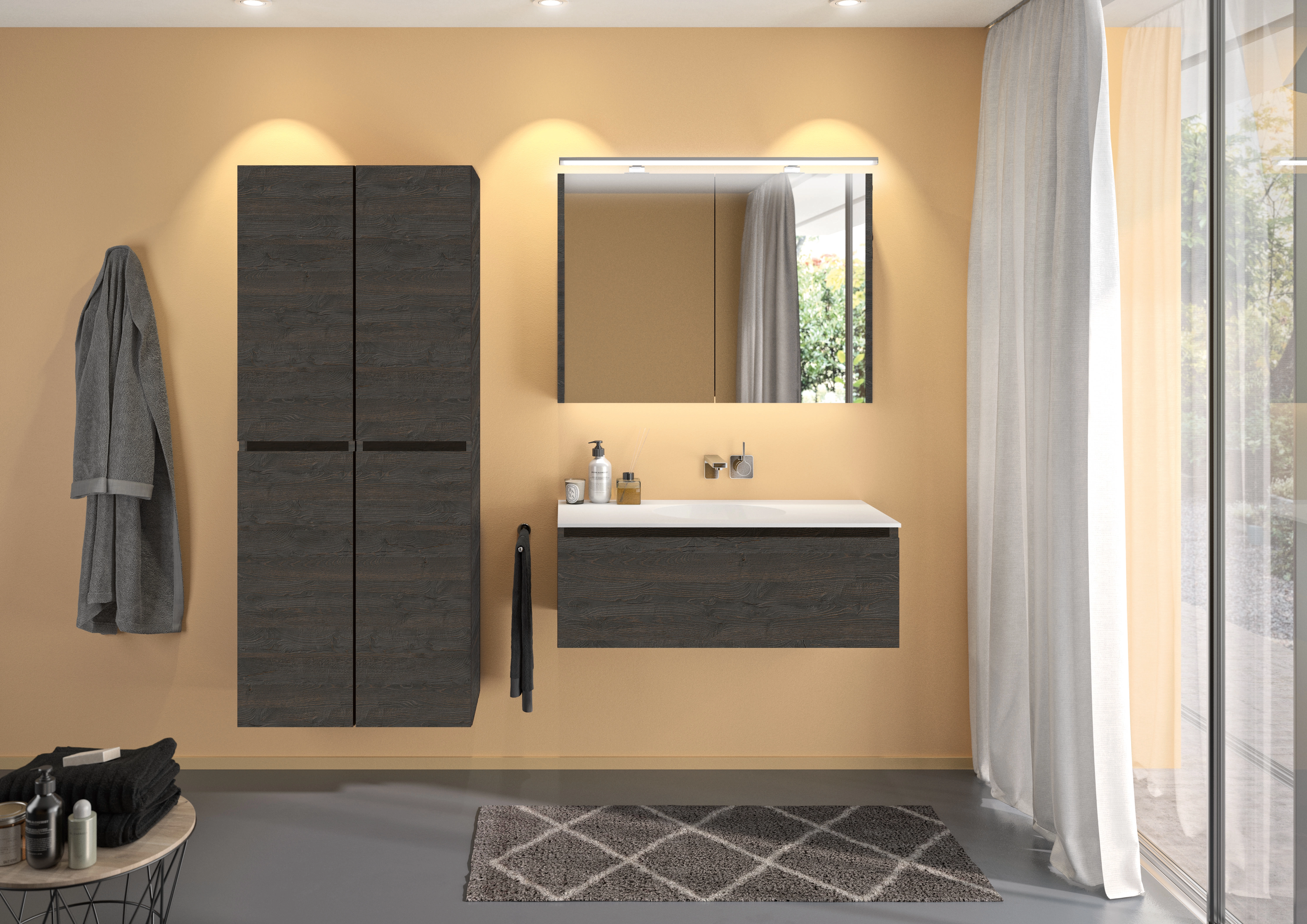 repaBAD Waschtischunterschrank „Base 45“ 600 × 350 × 450 mm in Eiche Classic