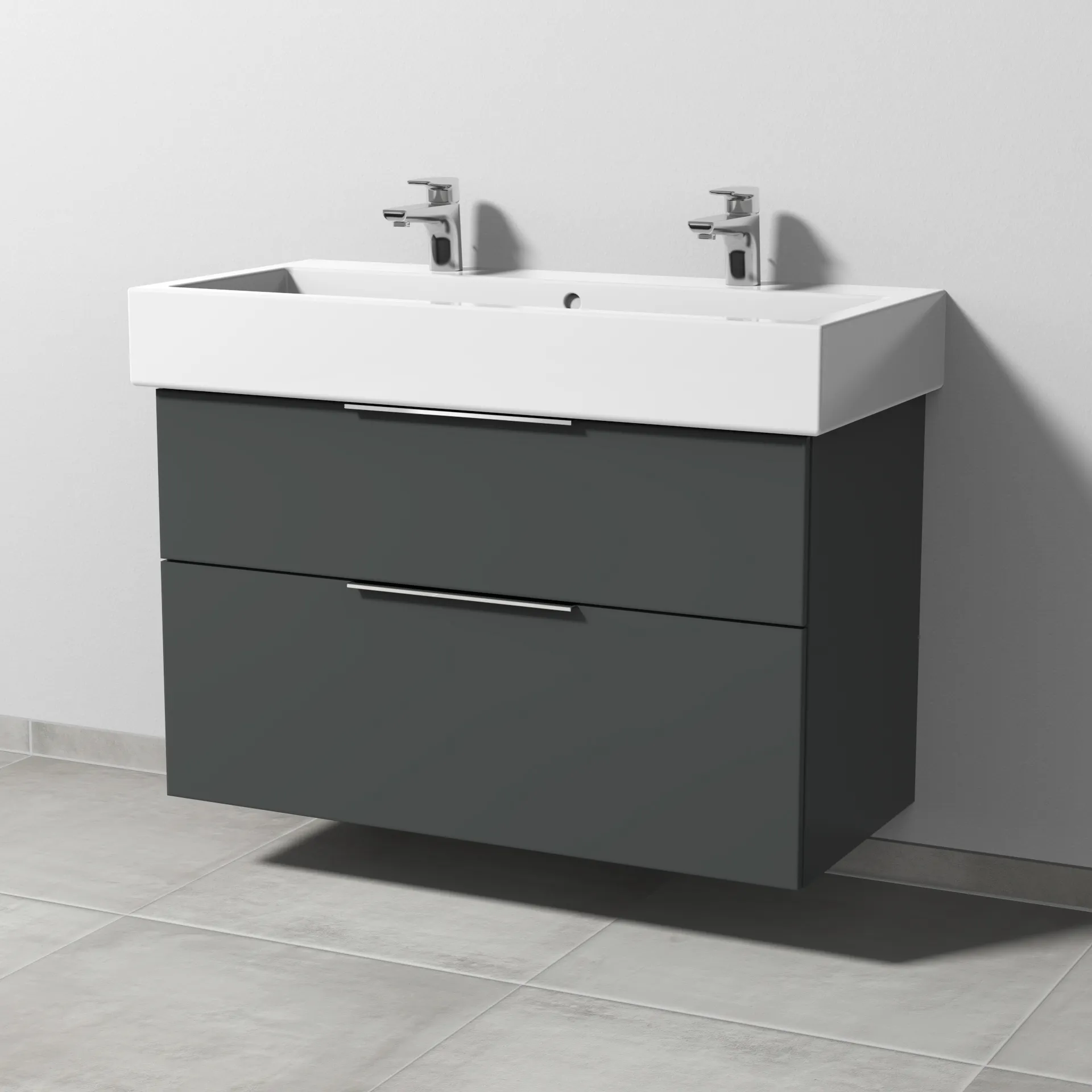 Sanipa Waschtischunterschrank „3way“ passend zu Keramik-Waschtische Vero von Duravit 950 × 593 × 447 mm in Anthrazit (matt)