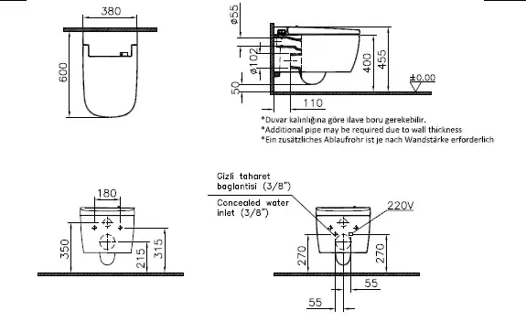 VitrA Ersatzteil Keramik V-Care 1.0/1.1 Weiß Hochglanz