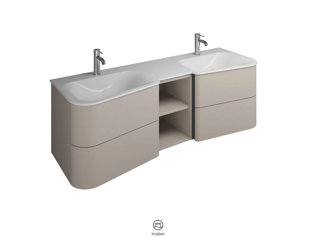 burgbad Badmöbelset „Badu“ Griffleiste, Anthrazit eloxiert, in Frassino Dekor burgbad Badmöbelset „Badu“ Griffleiste, Anthrazit eloxiert, in Frassino Dekor