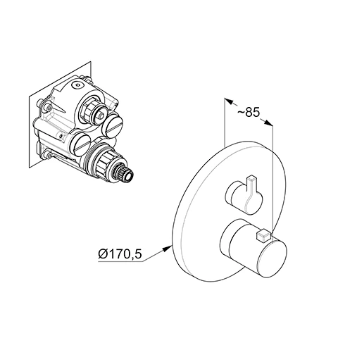 NOVA FONTE UPTHM chrom FeinbauSet mit Funktionseinheit chrom NOVA FONTE UPTHM chrom FeinbauSet mit Funktionseinheit chrom