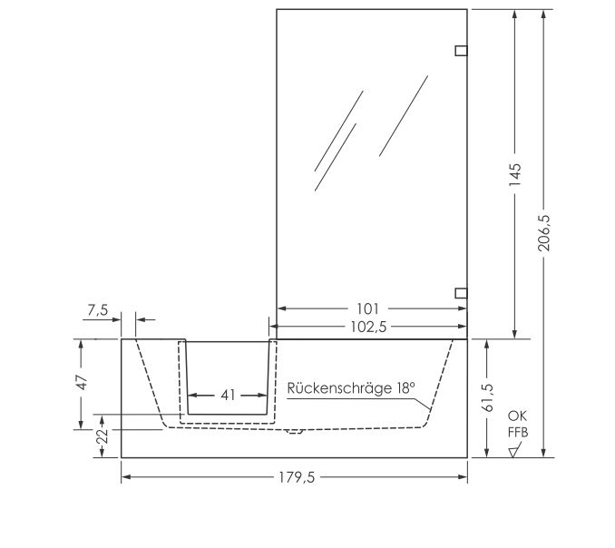 repaBAD Duschabtrennung, H: 1450 mm