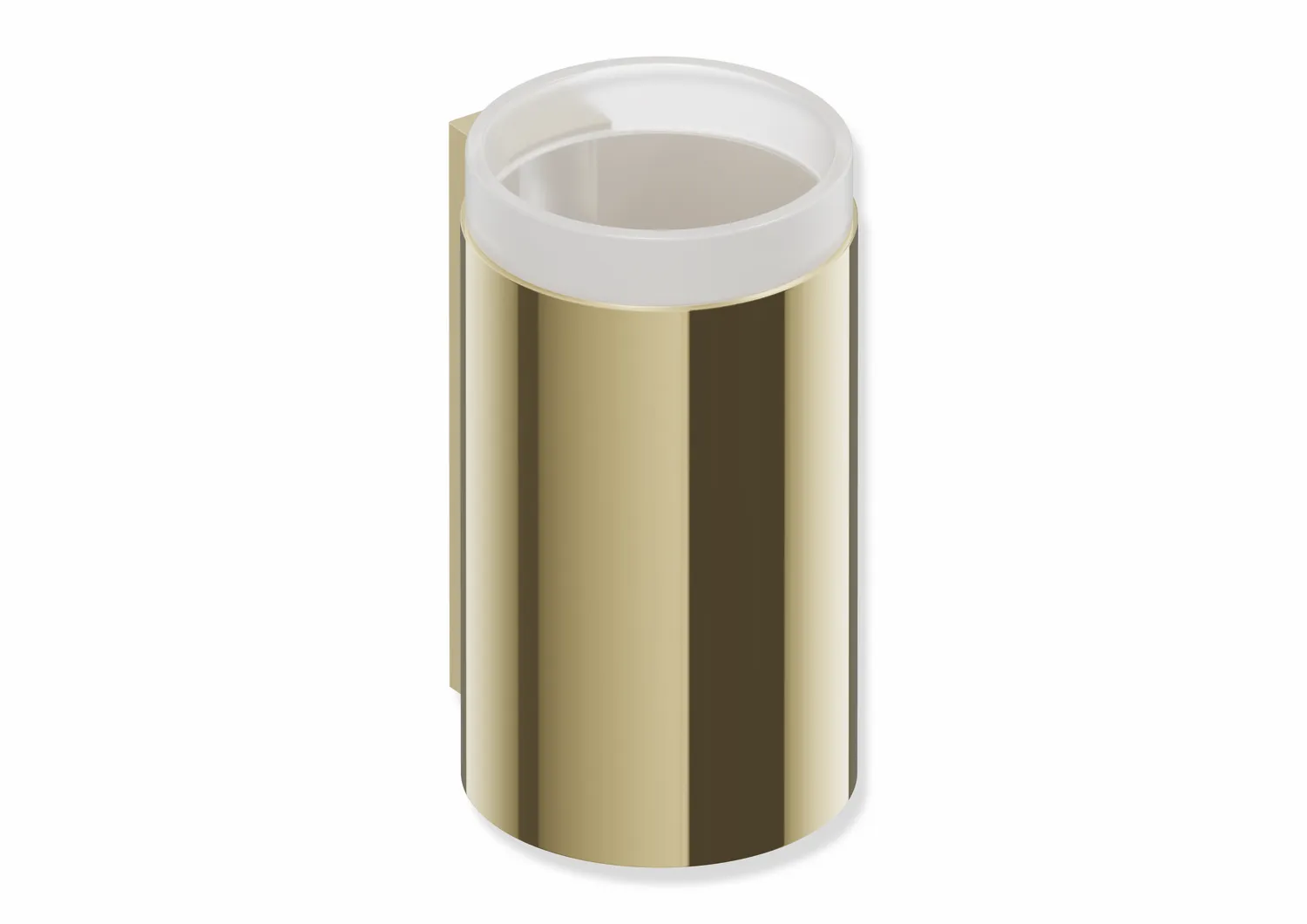 Glasbecher mit Halter des Systems 162, Edelstahl, PVD, Becher aus satiniertem Kristallglas, in Farbe CK (Messing glänzend) Glasbecher mit Halter des Systems 162, Edelstahl, PVD, Becher aus satiniertem Kristallglas, in Farbe CK (Messing glänzend)