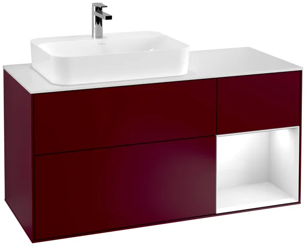 Villeroy & Boch Waschtischunterschrank „Finion“ für Schrankwaschtisch 1200 × 603 × 501 mm Peony Matt Lacquer, für Becken links Villeroy & Boch Waschtischunterschrank „Finion“ für Schrankwaschtisch 1200 × 603 × 501 mm Peony Matt Lacquer, für Becken links