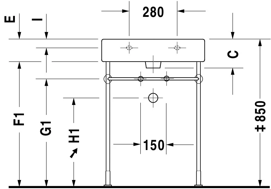 Wandwaschtisch „Vero“, mit Überlauf, Hahnlochposition mittig Wandwaschtisch „Vero“, mit Überlauf, Hahnlochposition mittig