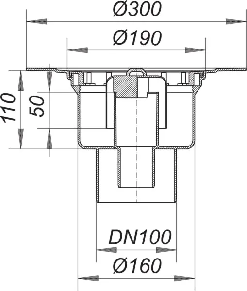 Ablaufgehäuse 61 HT, DN 100