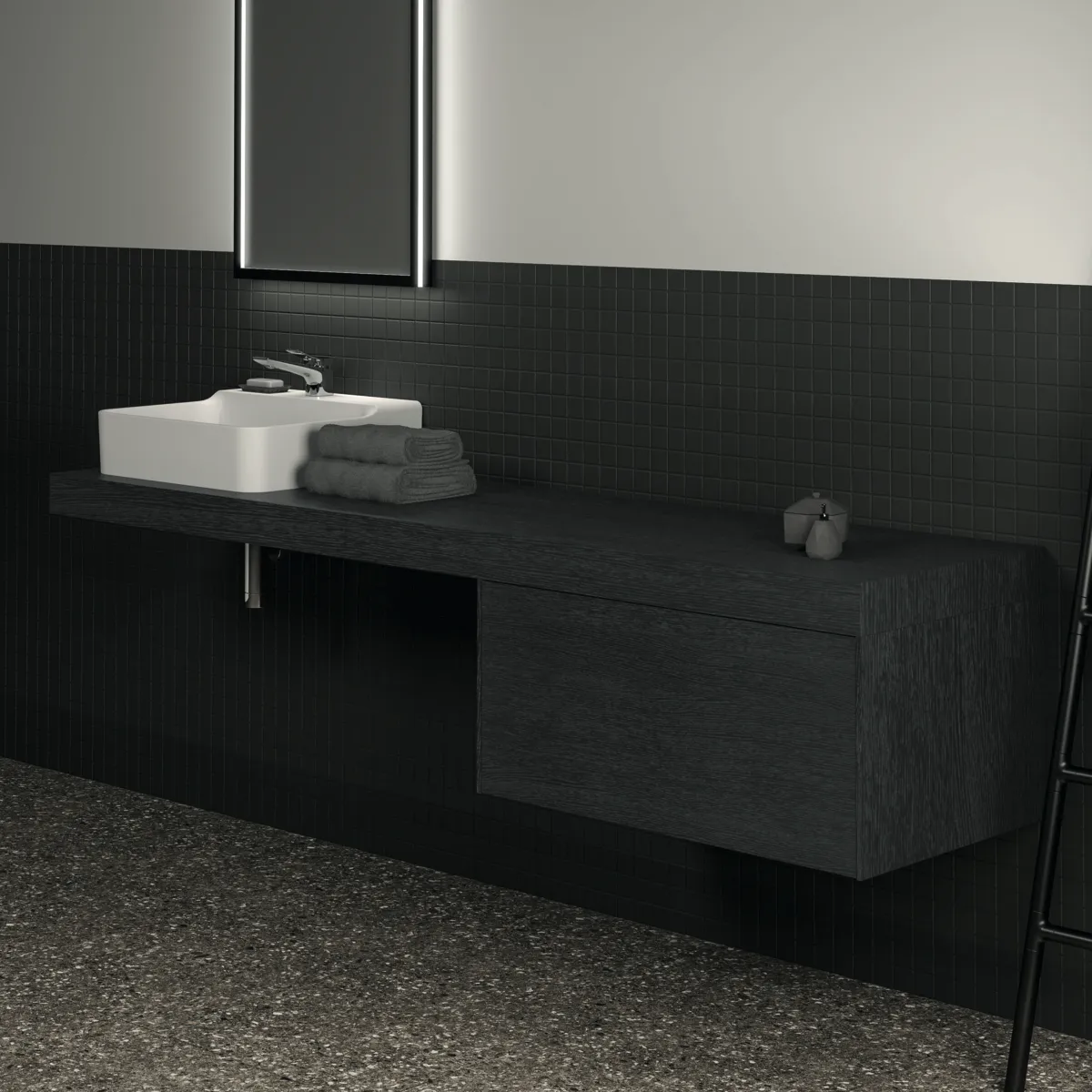 Ideal Standard Konsole Conca, Eiche geflammt, 2000x505x80 mm Ideal Standard Konsole Conca, Eiche geflammt, 2000x505x80 mm