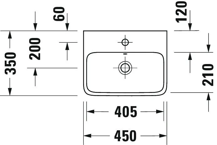 Handwaschtisch „Qatego“ 45 × 35 × 14,5 cm, Hahnlochposition mittig