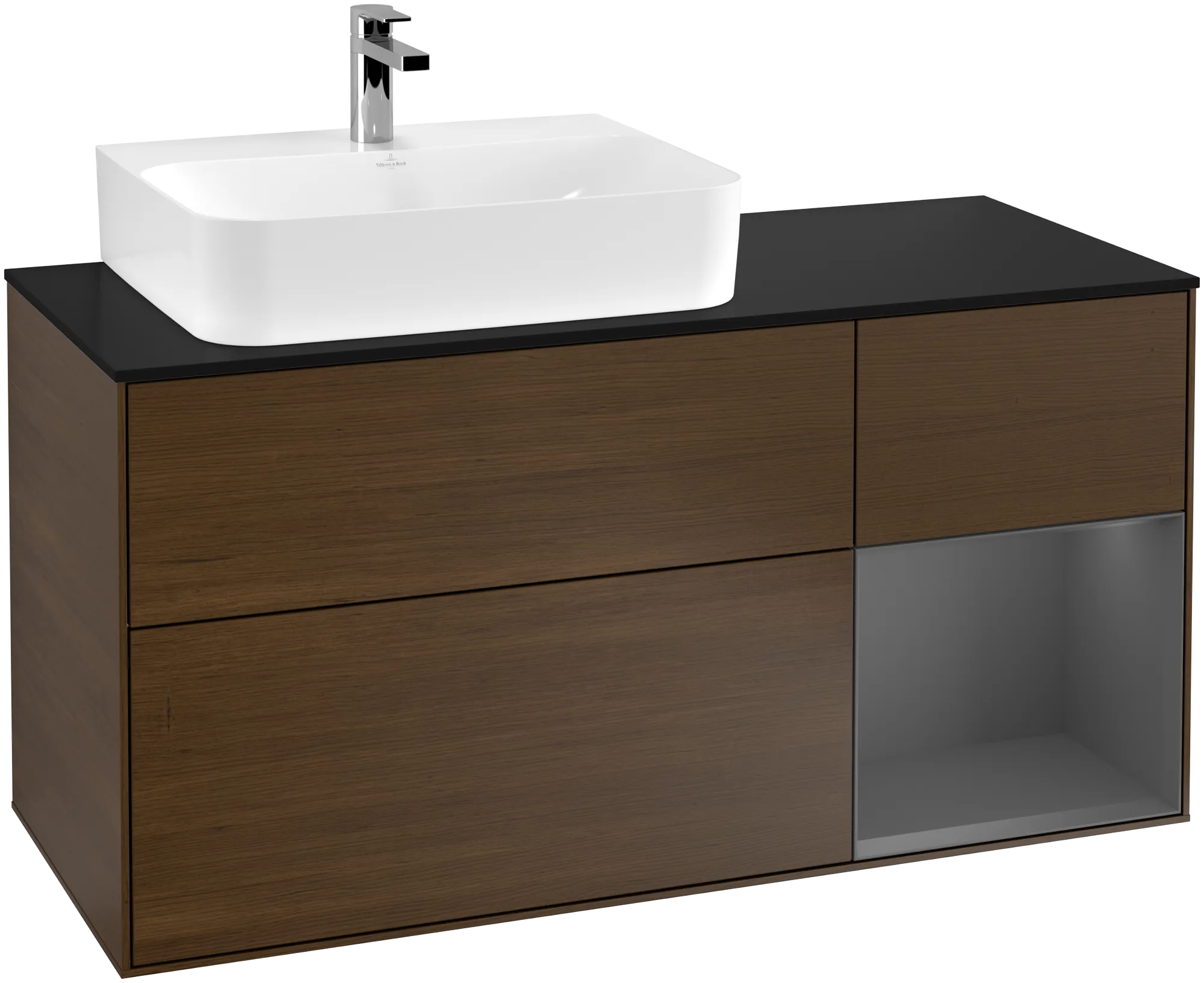 Villeroy & Boch Finion Waschbeckenunterschrank G15, 1200x603x501mm, mit Beleuchtung, 3 Auszüge, links