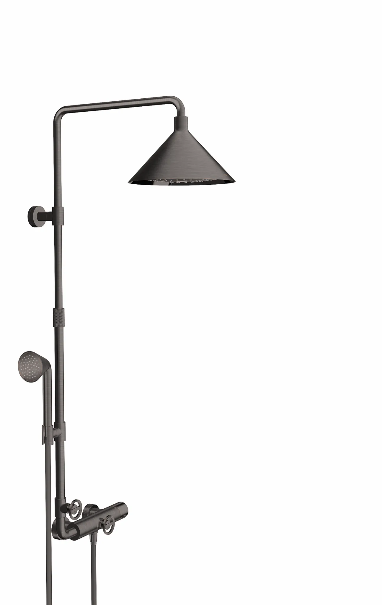Hansgrohe AXOR Showers/ Front Showerpipe BBC, Thermostat, Kopfbrause 2jet, Brushed Black Chrome, 470 mm Brausearmlänge, höhenverstellbar, Rain/RainAir Strahl, 1-10 bar Betriebsdruck Hansgrohe AXOR Showers/ Front Showerpipe BBC, Thermostat, Kopfbrause 2jet, Brushed Black Chrome, 470 mm Brausearmlänge, höhenverstellbar, Rain/RainAir Strahl, 1-10 bar Betriebsdruck