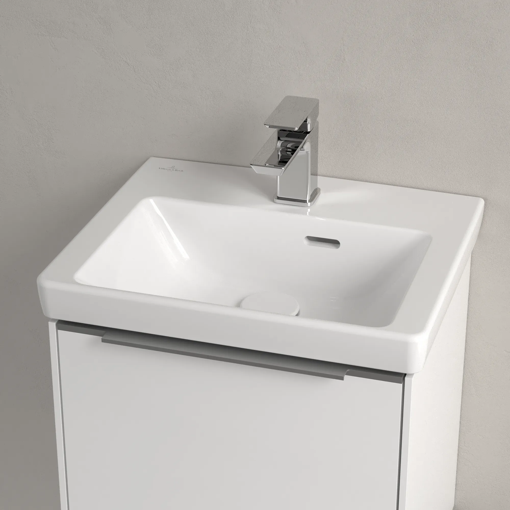 Villeroy & Boch Handwaschbecken für Montage mit Möbel „Subway 3.0“ 450 × 370 × 145 mm, mit Hahnlochbohrung, Hahnlochposition mittig in Weiß Alpin Villeroy & Boch Handwaschbecken für Montage mit Möbel „Subway 3.0“ 450 × 370 × 145 mm, mit Hahnlochbohrung, Hahnlochposition mittig in Weiß Alpin