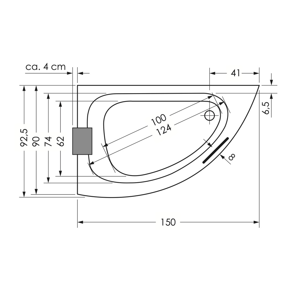 repaBAD Badewanne „Syndney“ eck 1500 × 930 mm, rechts in Weiß repaBAD Badewanne „Syndney“ eck 1500 × 930 mm, rechts in Weiß