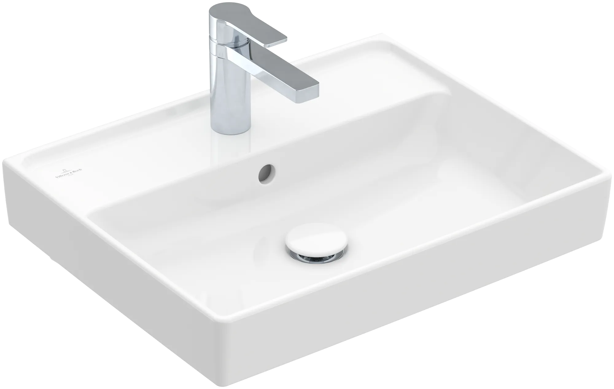 Villeroy & Boch Wandwaschtisch aus TitanCeram „Collaro“ 550 × 440 × 160 mm, mit Hahnlochbohrung, Hahnlochposition mittig in Weiß Alpin Farbe: Weiß Alpin / Oberflächenveredelung: ohne Oberflächenveredelung Villeroy & Boch Wandwaschtisch aus TitanCeram „Collaro“ 550 × 440 × 160 mm, mit Hahnlochbohrung, Hahnlochposition mittig in Weiß Alpin Farbe: Weiß Alpin / Oberflächenveredelung: ohne Oberflächenveredelung