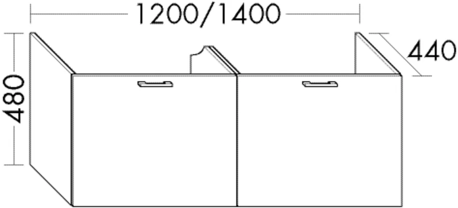 Waschtischunterschrank Sys30 von burgbad – 1.200 mm breit, 480 mm hoch, 440 mm tief, für Mineralguss-Waschtisch M3 mit 2 Auszügen