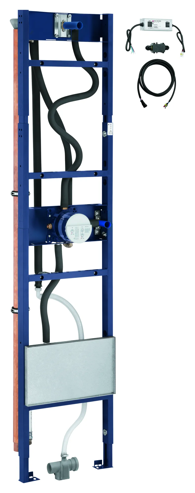 Rapido Duschrahmen Mono Heat Recovery 105788, Element für MONO Brausen Unterputz-Installationen, für Brauseninstallationen mit einer Handbrause und einer Mono Kopfbrause, mit System zur Wärmerückgewinnung aus Abwasser, ein Wärmetauscher