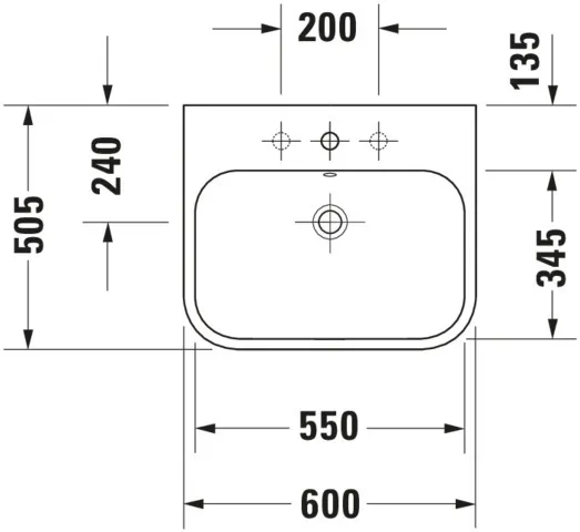 Wandwaschtisch „Happy D.2“, mit Überlauf, Hahnlochposition mittig Wandwaschtisch „Happy D.2“, mit Überlauf, Hahnlochposition mittig