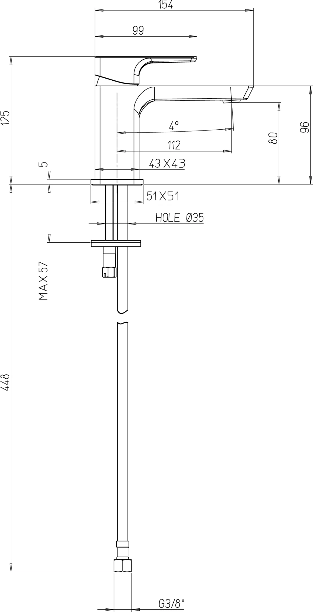 Villeroy & Boch Subway 3.0 Kaltwasserarmatur, Chrom, 43x125x154mm Villeroy & Boch Subway 3.0 Kaltwasserarmatur, Chrom, 43x125x154mm