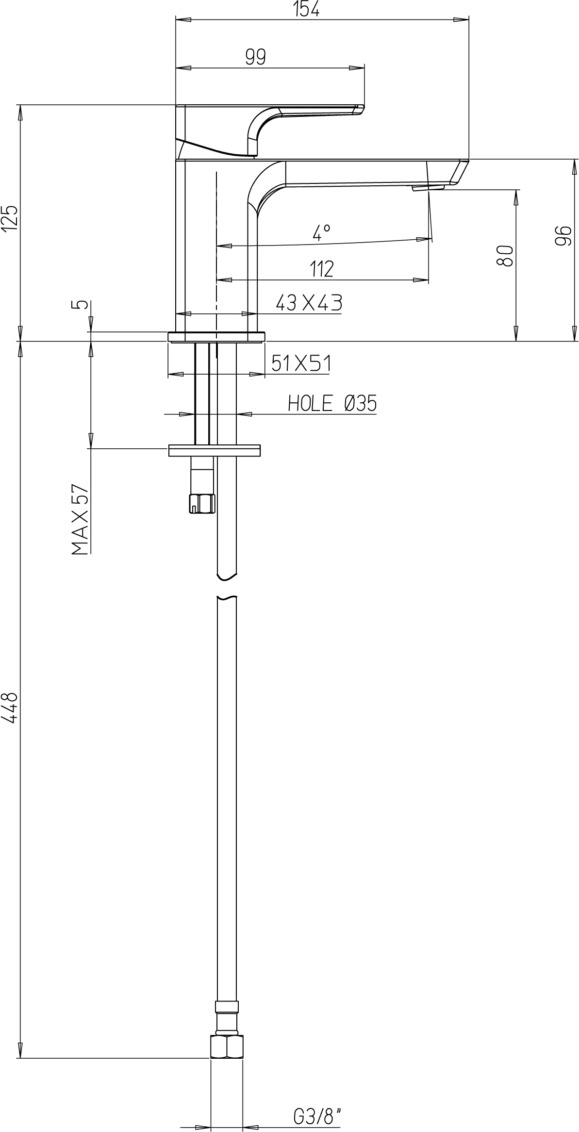 Villeroy & Boch Subway 3.0 Kaltwasserarmatur, eckig, Chrom, 43x154x125 mm, verstellbarer Strahlregler, AirPlus, AquaSmart, EasyClean, SmartPressure