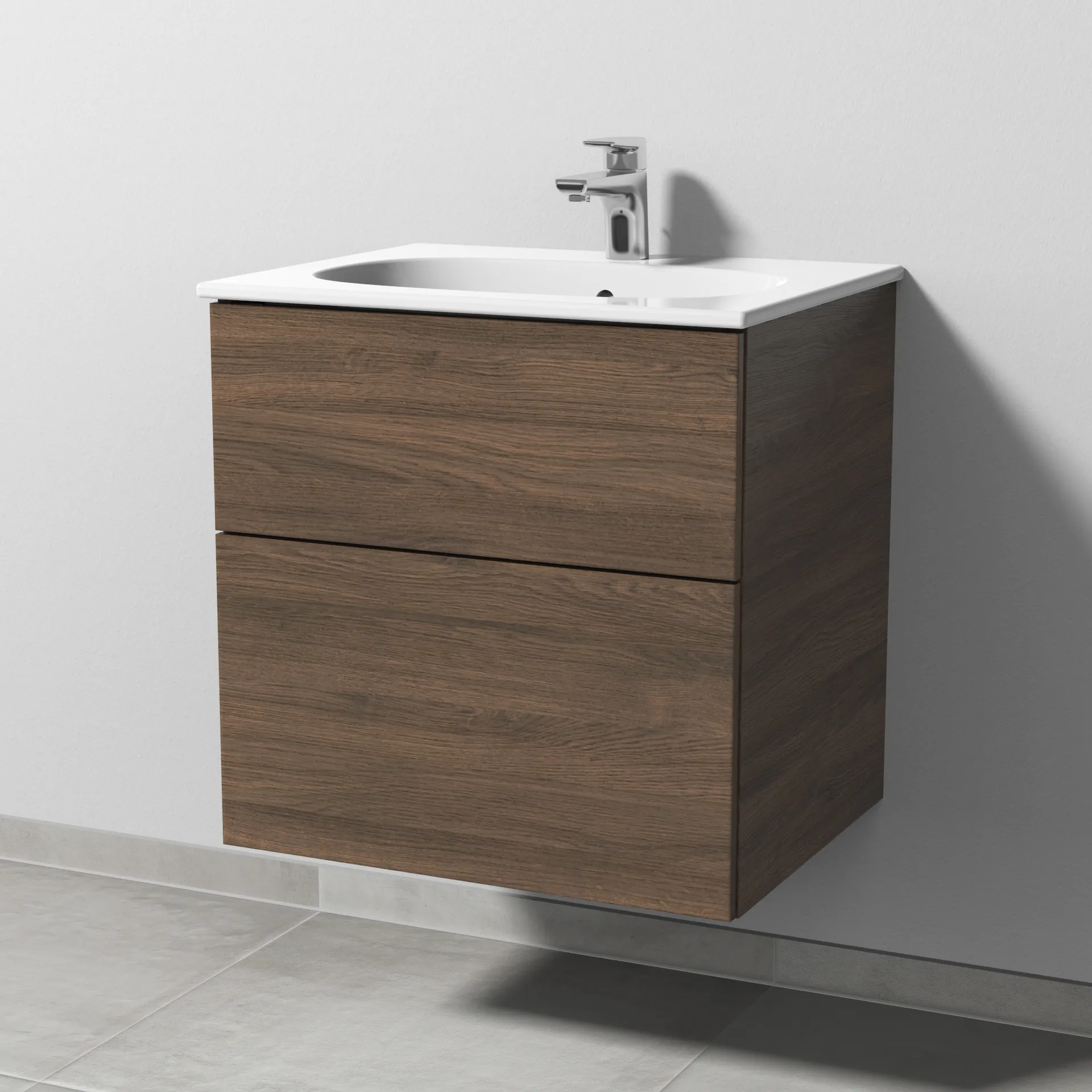 Sanipa Waschtischunterschrank „3way“ passend zu Keramik-Waschtische Acanto Slim von Geberit 580 × 582 × 467 mm in Eiche Arizona