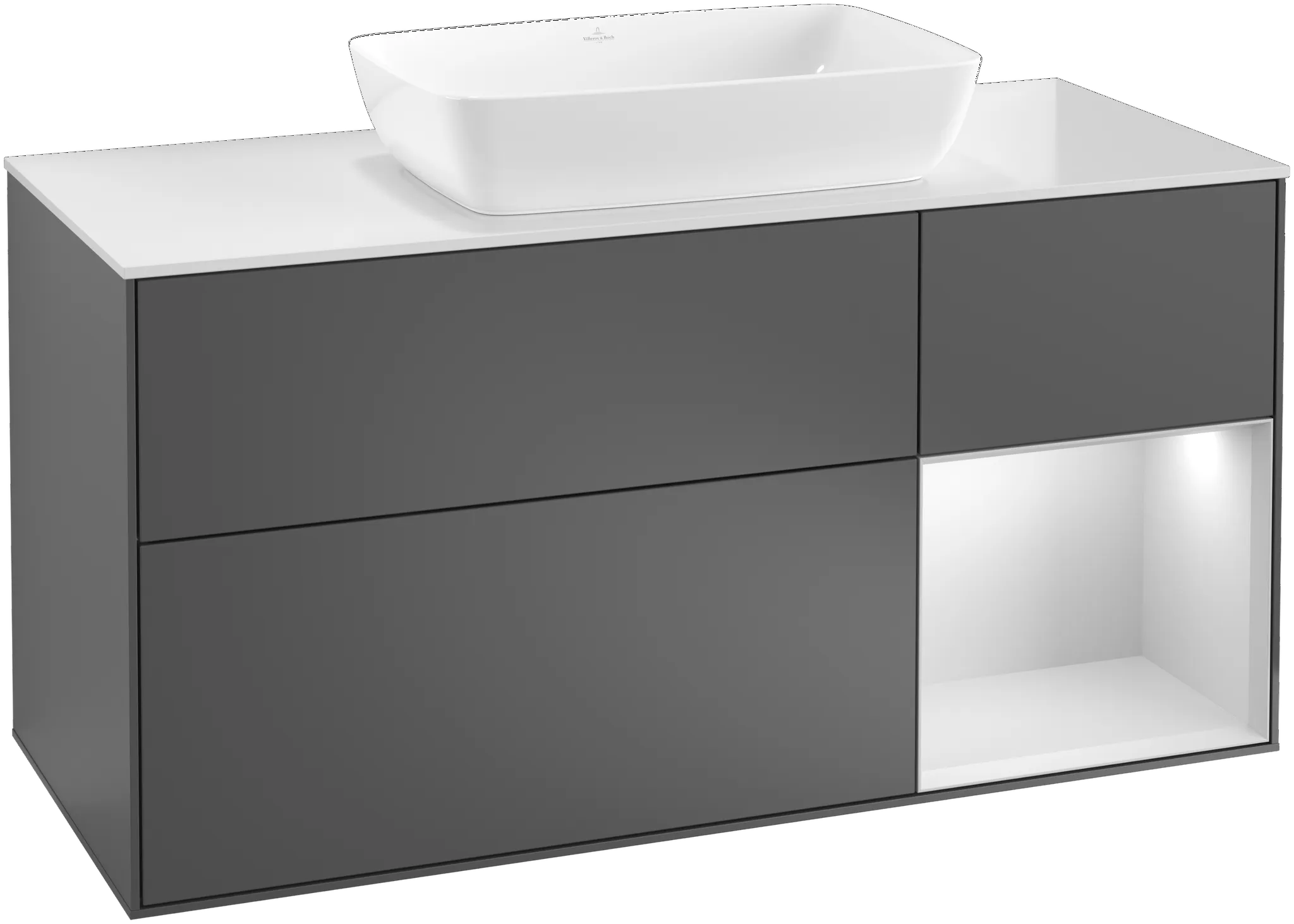 Villeroy & Boch Waschtischunterschrank „Finion“ für Schrankwaschtisch 1200 × 603 × 501 mm Peony Matt Lacquer, für Becken mittig, mit Hahnlochbohrung Villeroy & Boch Waschtischunterschrank „Finion“ für Schrankwaschtisch 1200 × 603 × 501 mm Peony Matt Lacquer, für Becken mittig, mit Hahnlochbohrung