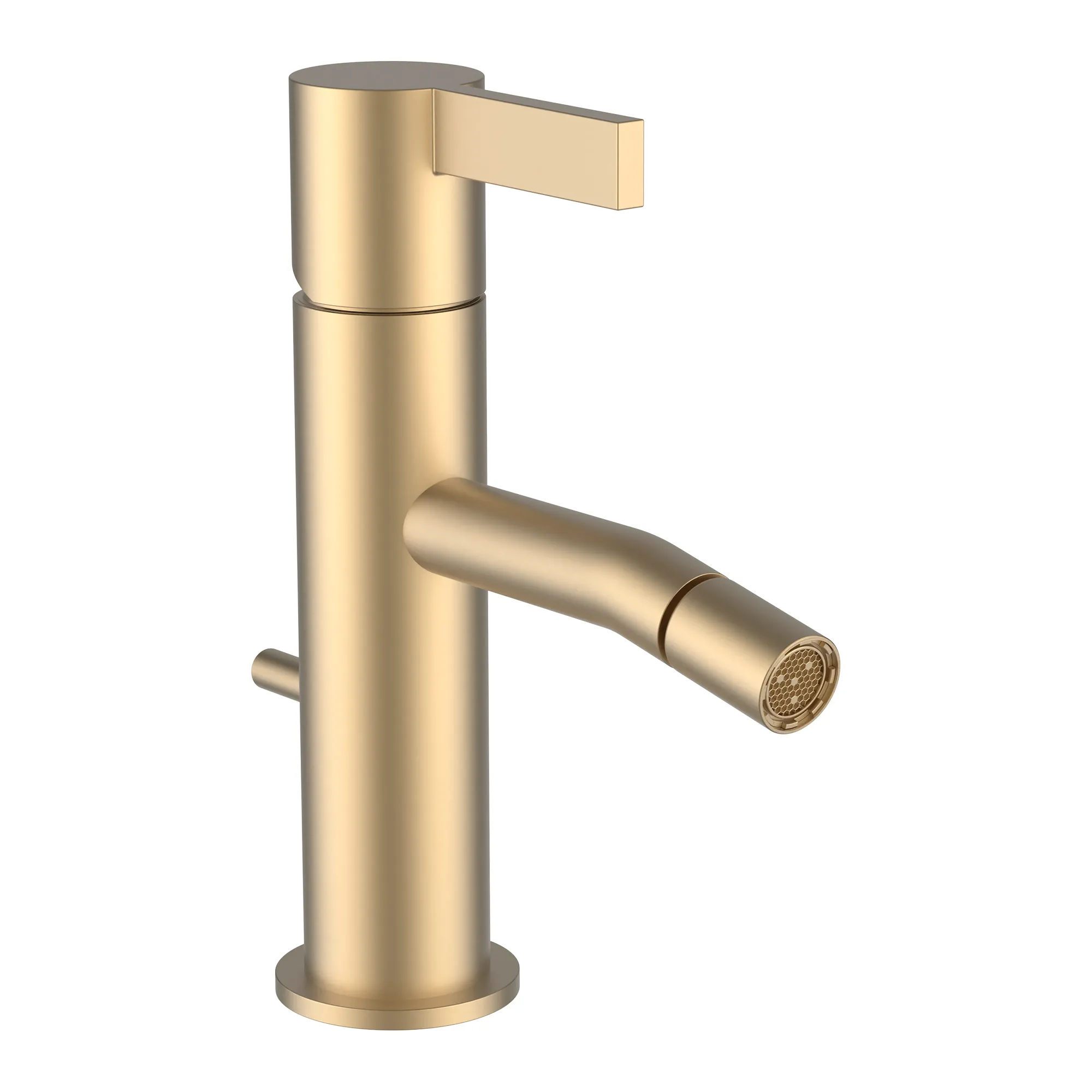 Einhebel-Bidetmischer, Kartell Ausladung 110 mm, Festauslauf, ohne Ablaufventil, mit Zugstange, PVD Blassgold matt Einhebel-Bidetmischer, Kartell Ausladung 110 mm, Festauslauf, ohne Ablaufventil, mit Zugstange, PVD Blassgold matt