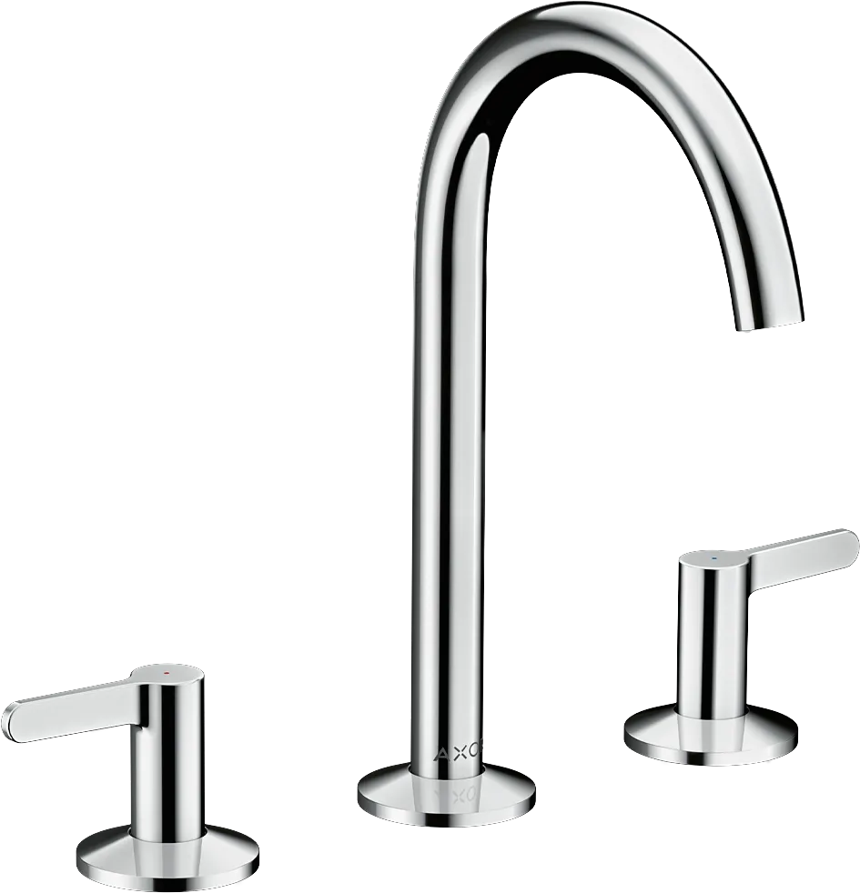 Hansgrohe AXOR One 3-Loch Waschtischarmatur 170 mit Hebelgriffen und Push-Open Ablaufgarnitur, Chrom Hansgrohe AXOR One 3-Loch Waschtischarmatur 170 mit Hebelgriffen und Push-Open Ablaufgarnitur, Chrom