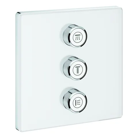 3-fach Unterputzventil Grohtherm SmartControl 29158, Fertigmontageset für Rapido SmartBox, Wandrosette eckig, moon white 3-fach Unterputzventil Grohtherm SmartControl 29158, Fertigmontageset für Rapido SmartBox, Wandrosette eckig, moon white
