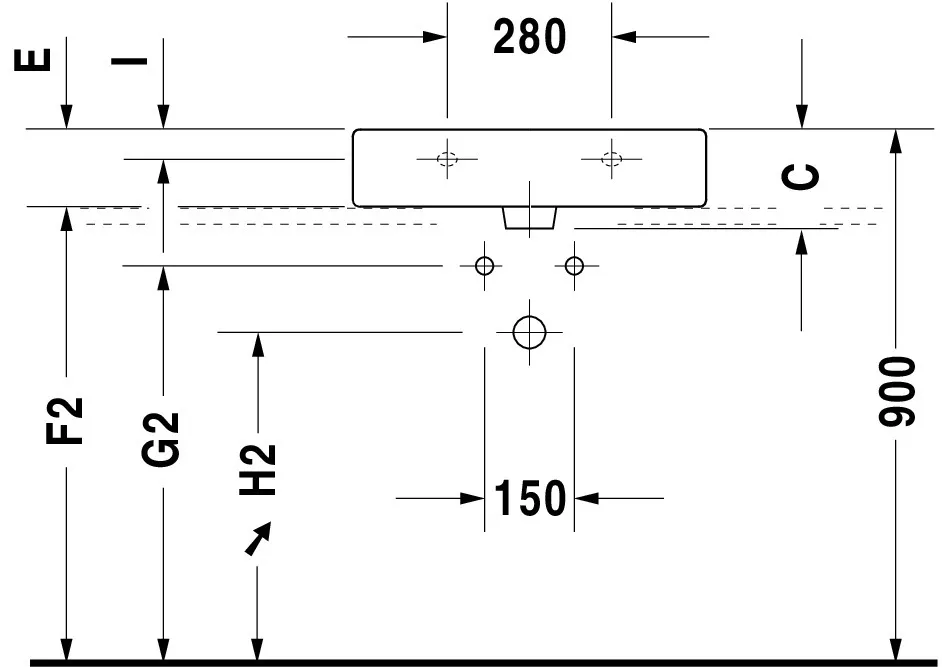 Wandwaschtisch „Vero“, mit Überlauf, Hahnlochposition mittig Wandwaschtisch „Vero“, mit Überlauf, Hahnlochposition mittig