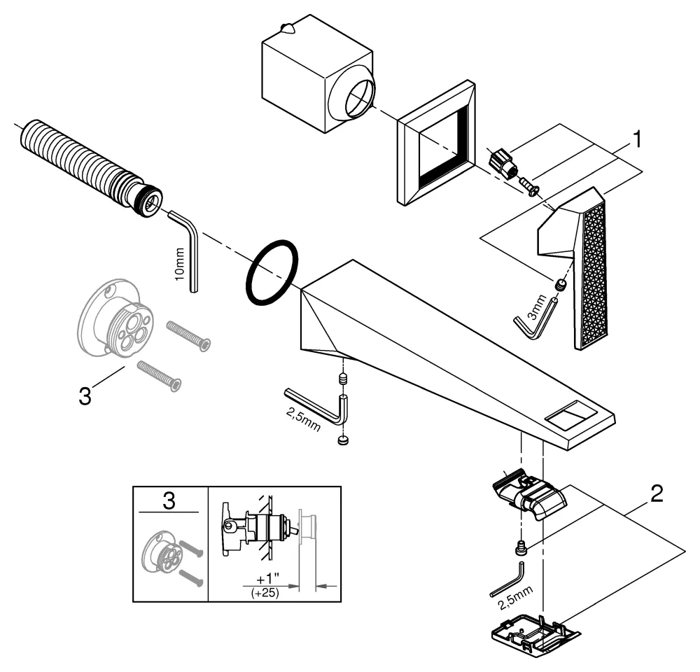 Grohe Allure Brilliant Private Collection 2-Loch-Waschtischbatterie Wandmontage Hebel mit Rändelstruktur chrom Grohe Allure Brilliant Private Collection 2-Loch-Waschtischbatterie Wandmontage Hebel mit Rändelstruktur chrom