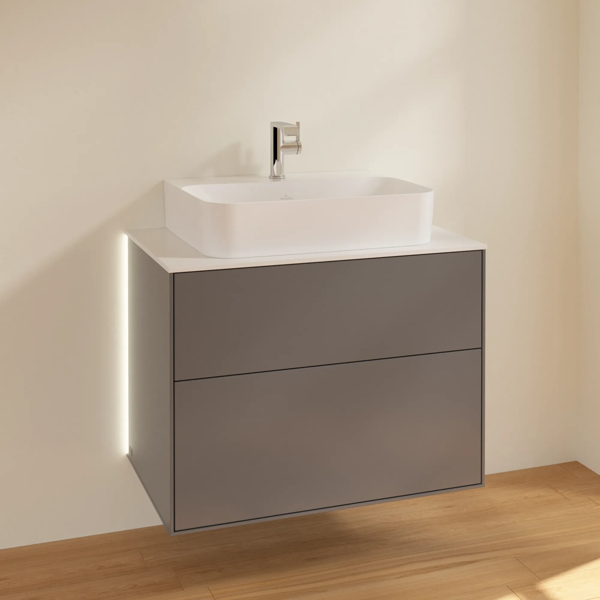 Villeroy & Boch Waschbeckenunterschrank Finion G09, Anthracite Matt Lacquer, 800x603x501mm, mit Beleuchtung und SoftClosing