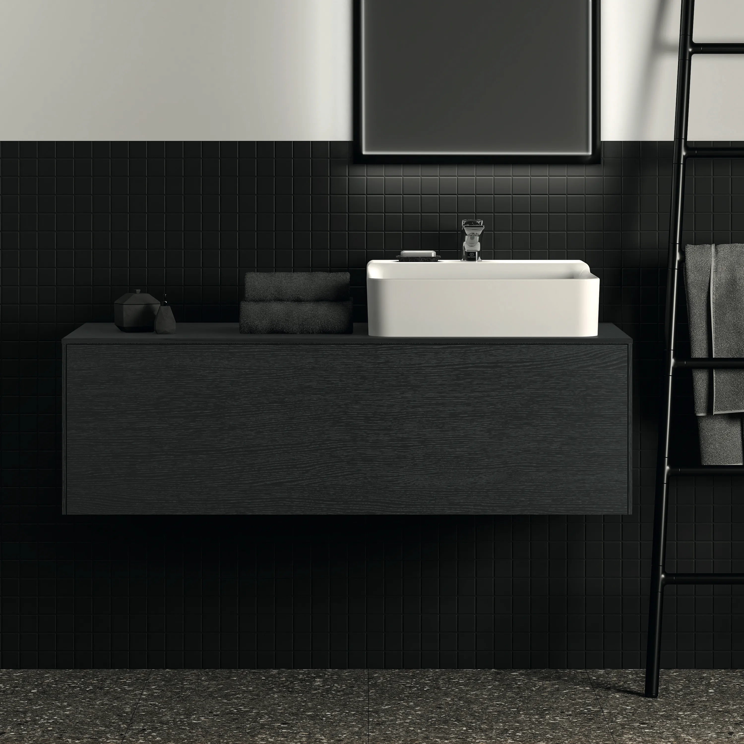 Ideal Standard Waschtischunterschrank „Conca“ 120,2 × 37 × 50,5 cm Eiche geflammt Furnier Ideal Standard Waschtischunterschrank „Conca“ 120,2 × 37 × 50,5 cm Eiche geflammt Furnier