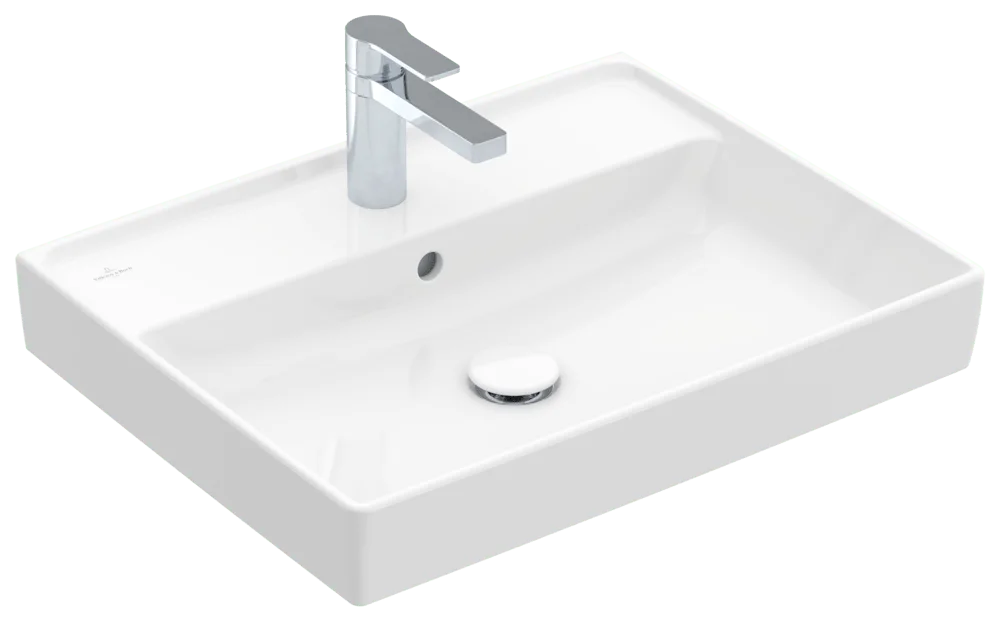 Villeroy & Boch Collaro Waschbecken 600x470mm, Rechteck, TitanCeram, 1HL. m., ÜL., Unterseite geschliffen, Weiß Alpin Villeroy & Boch Collaro Waschbecken 600x470mm, Rechteck, TitanCeram, 1HL. m., ÜL., Unterseite geschliffen, Weiß Alpin
