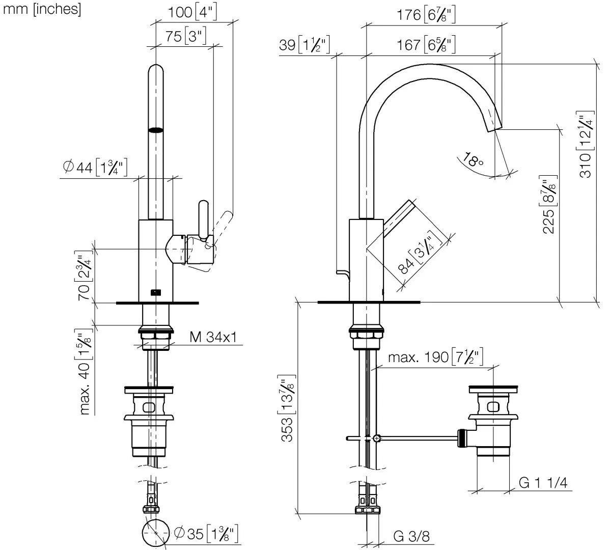 Waschtisch-Einhandbatterie mit Ablaufgarnitur META Chrom 33500661 Waschtisch-Einhandbatterie mit Ablaufgarnitur META Chrom 33500661
