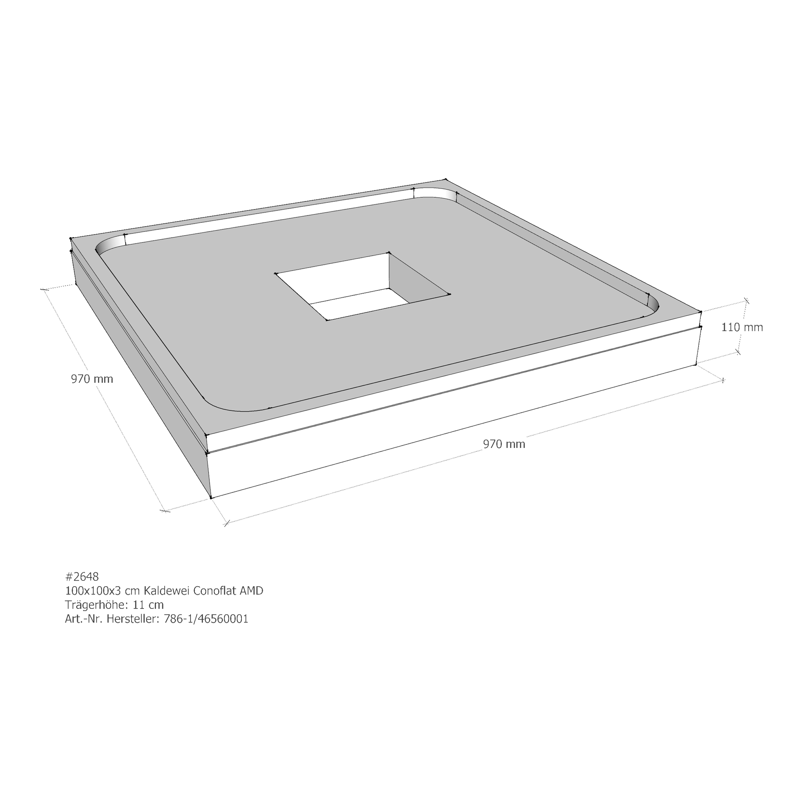 Duschwannenträger für Kaldewei Conoflat 100 × 100 × 2,3 cm Breite: 100 cm / Länge: 100 cm Duschwannenträger für Kaldewei Conoflat 100 × 100 × 2,3 cm Breite: 100 cm / Länge: 100 cm