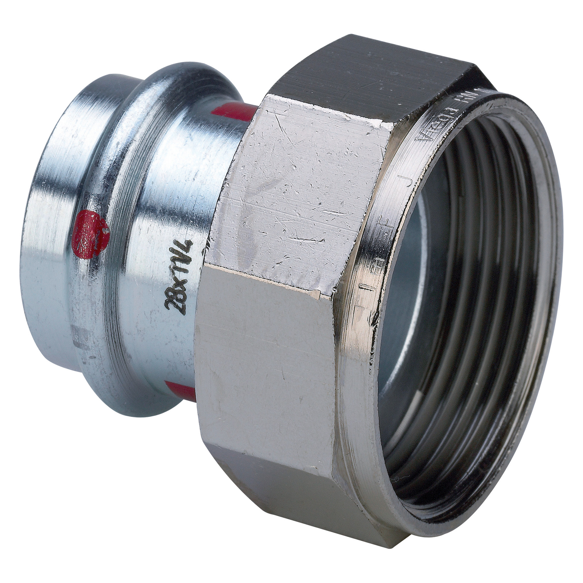 „Prestabo“ Verschraubung mit 1 Muffe auf Überwurfmutter 42 mm × 1 3/4″ „Prestabo“ Verschraubung mit 1 Muffe auf Überwurfmutter 42 mm × 1 3/4″