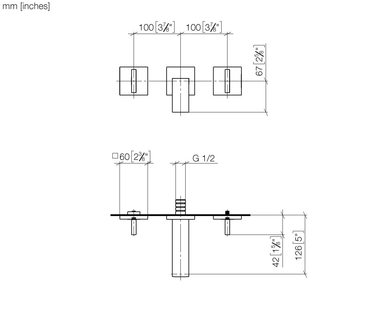 Waschtisch-Wandbatterie ohne Ablaufgarnitur MEM Chrom 36702782