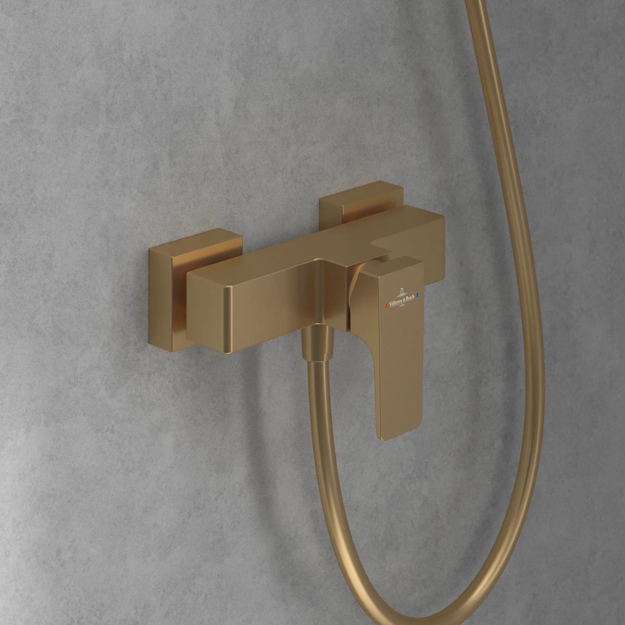 Villeroy & Boch Einhebel-Duscharmatur Architectura Square, Brushed Gold, 112 mm Höhe, 210 x 122 mm Maße Villeroy & Boch Einhebel-Duscharmatur Architectura Square, Brushed Gold, 112 mm Höhe, 210 x 122 mm Maße