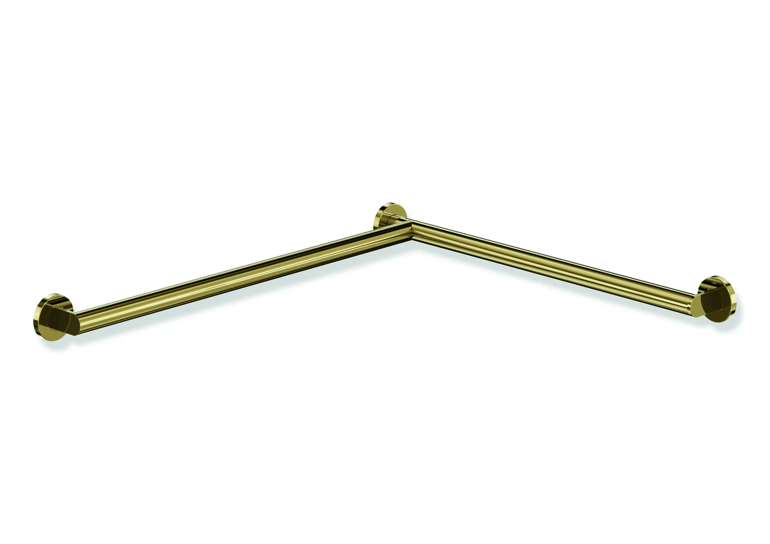 HEWI Dusch- und Wannenhandlauf System 900, PVD gold glänzend, 32 mm Durchmesser, 647 mm Länge, links, 70 mm Tiefe