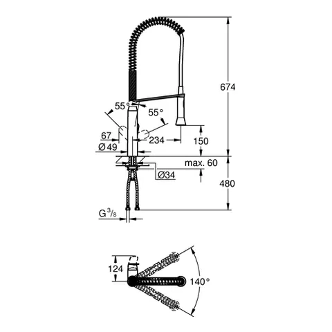 Grohe K7 Einhand-Spültischbatterie, ½, Einlochmontage, Profibrause, chrom Grohe K7 Einhand-Spültischbatterie, ½, Einlochmontage, Profibrause, chrom