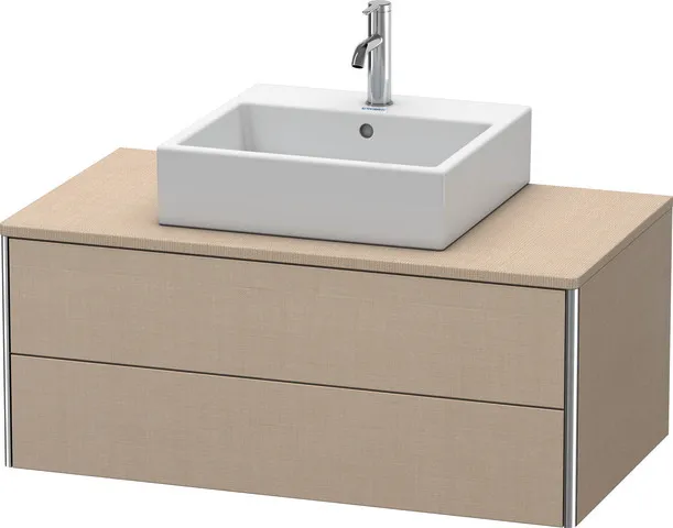 Duravit Waschtischunterschrank wandhängend „XSquare“ 100 × 40 × 54,8 cm Becken: mittig / Front- & Korpusfarbe: Leinen / Größe: 100 × 54,8 × 40 cm / Oberfläche: Dekor / Profile: Chrom / Schubladen: 2 Duravit Waschtischunterschrank wandhängend „XSquare“ 100 × 40 × 54,8 cm Becken: mittig / Front- & Korpusfarbe: Leinen / Größe: 100 × 54,8 × 40 cm / Oberfläche: Dekor / Profile: Chrom / Schubladen: 2