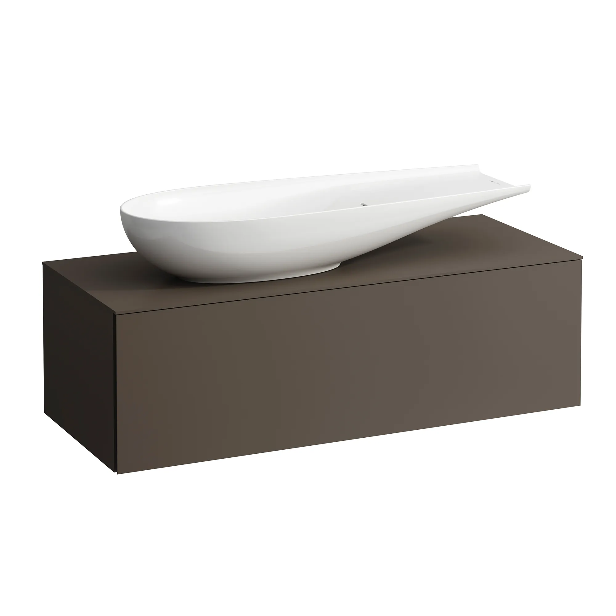 Laufen Schubladenelement „Ilbagnoalessi“ 1200 × 370 × 500 mm Dunkelbraun, ohne Hahnlochbohrung, links Laufen Schubladenelement „Ilbagnoalessi“ 1200 × 370 × 500 mm Dunkelbraun, ohne Hahnlochbohrung, links