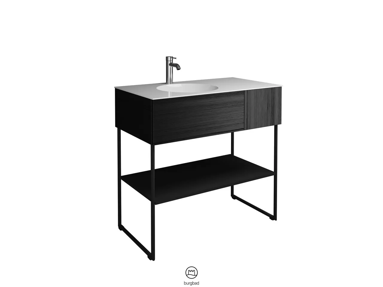 burgbad Coco Waschtisch Set, Mineralguss, Schwarz Seidenglanz burgbad Coco Waschtisch Set, Mineralguss, Schwarz Seidenglanz