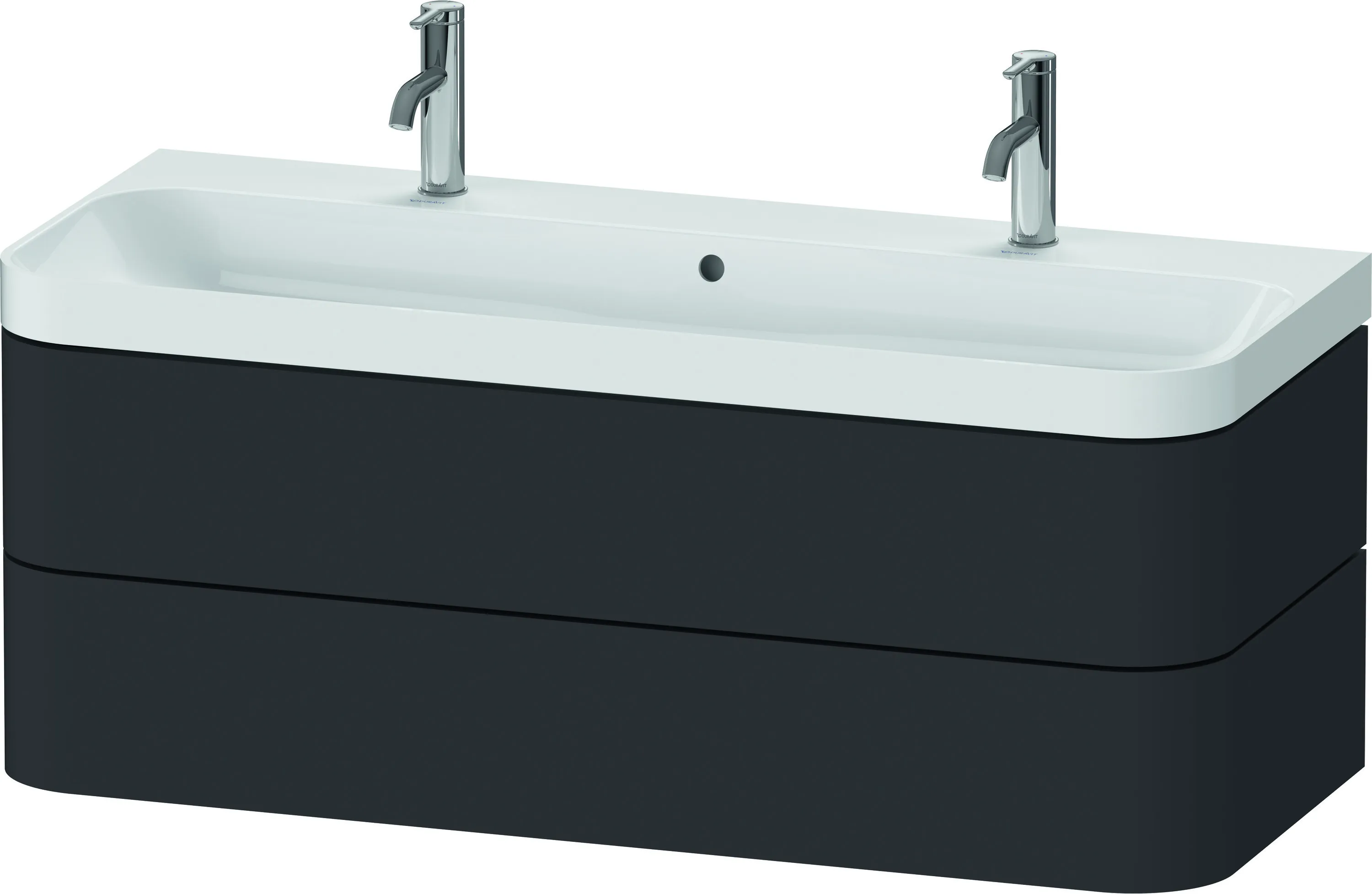 Duravit Waschtischunterschrank c-shaped Set wandhängend „Happy D.2 Plus“ 117,5 × 48 × 49 cm Graphit Supermatt Duravit Waschtischunterschrank c-shaped Set wandhängend „Happy D.2 Plus“ 117,5 × 48 × 49 cm Graphit Supermatt