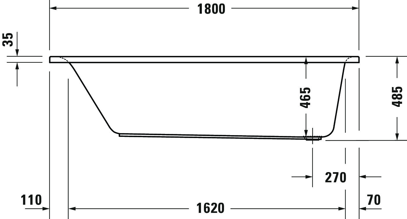 Duravit Badewanne „D-Neo“ rechteck 180 × 80 cm, Fußablauf 