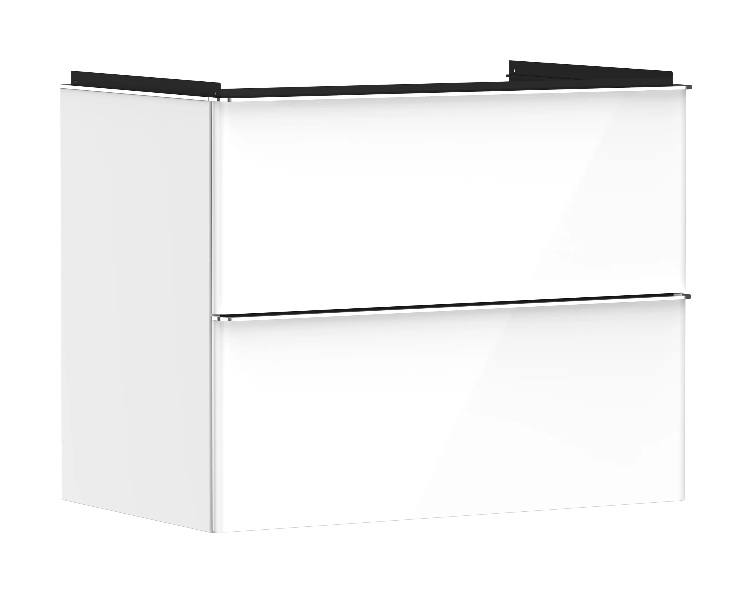 Hansgrohe Xelu Q Waschtischunterschrank, weiß hochglanz, 780 x 475 mm, 2 Schubkästen, verchromte Griffe, SoftClose, vormontiert