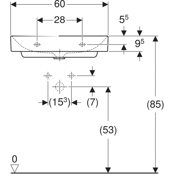 Wandwaschtisch „One“, rechteckig 60 × 48 cm in weiß alpin mit KeraTect® Wandwaschtisch „One“, rechteckig 60 × 48 cm in weiß alpin mit KeraTect®