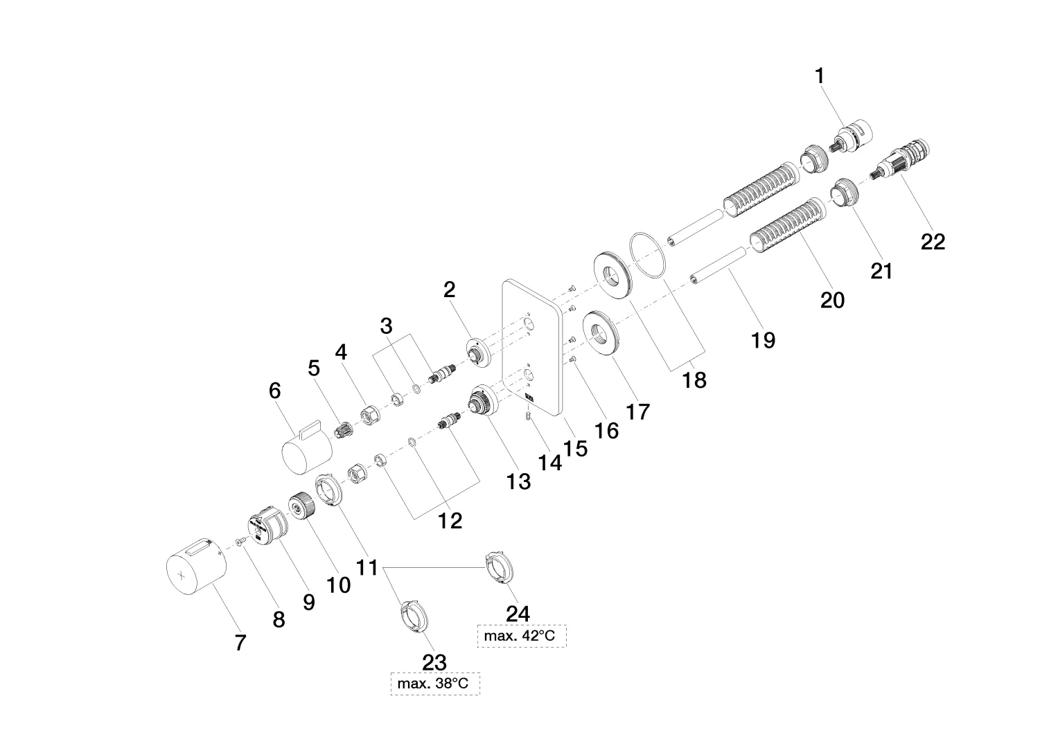 Dornbracht LISSE UP-Thermostat mit Einweg-Mengenregulierung - Abdeckplatte 150 x 90 mm