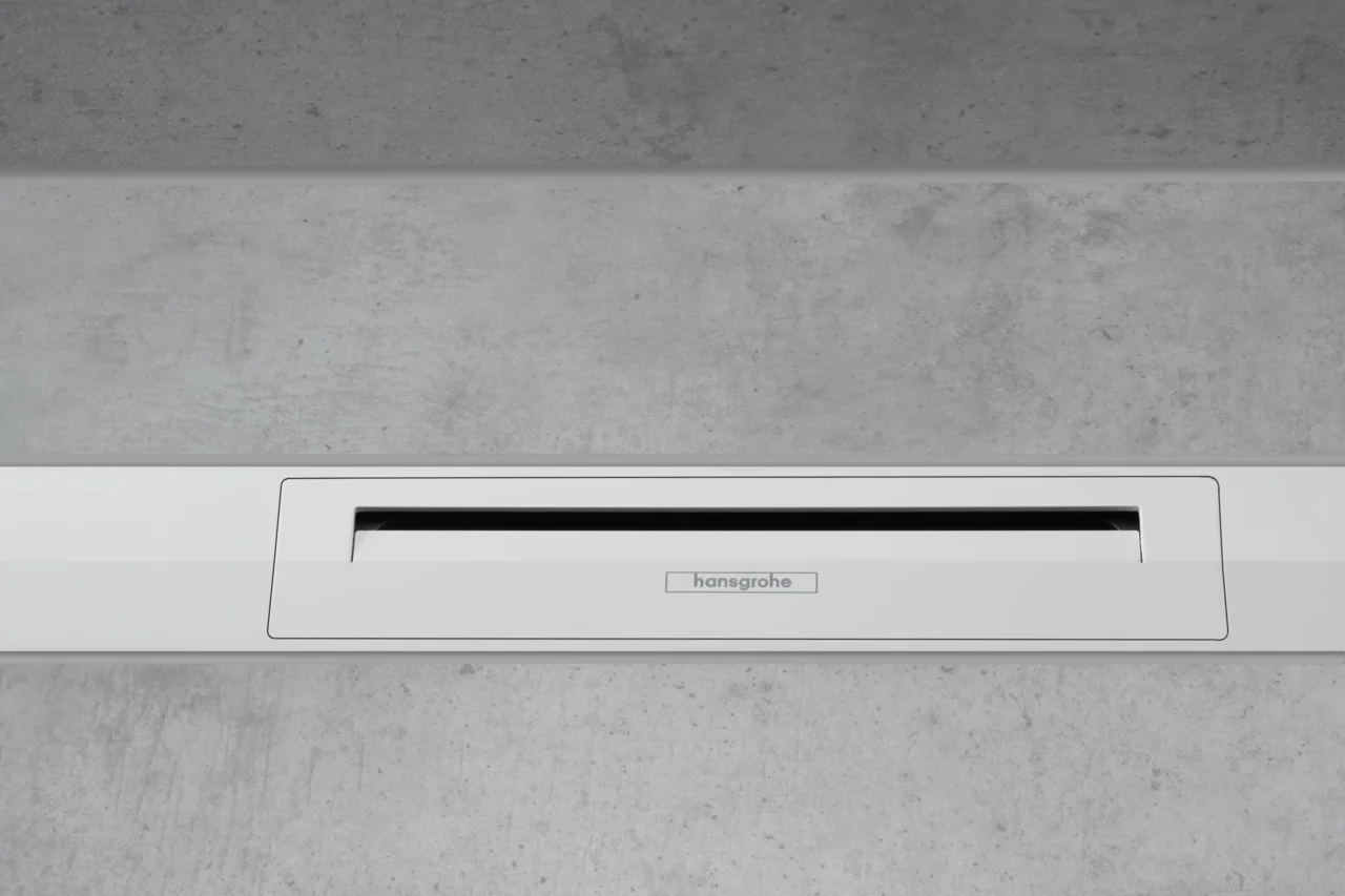 Hansgrohe RainDrain Flex Duschrinne 1000 mm, Mattweiß – höhenverstellbar, zweiseitig montierbar, bis zu 60 l/min Ablaufleistung