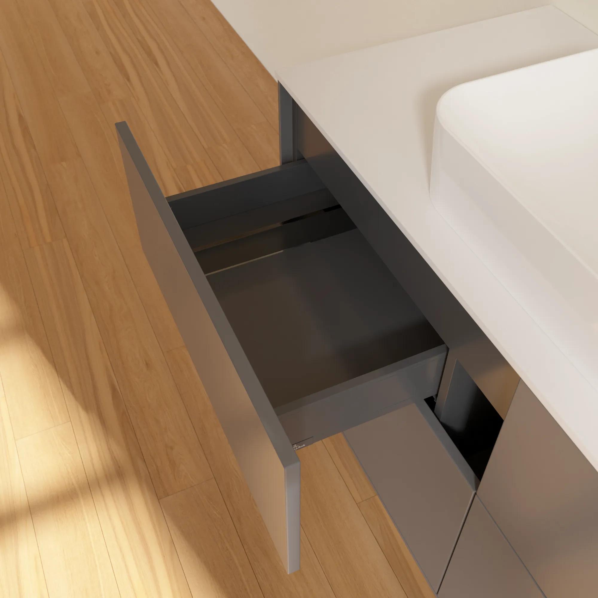 Villeroy & Boch Waschtischunterschrank „Finion“ für Schrankwaschtisch 1200 × 603 × 501 mm Anthracite Matt Lacquer, für Becken mittig, ohne Hahnlochbohrung Villeroy & Boch Waschtischunterschrank „Finion“ für Schrankwaschtisch 1200 × 603 × 501 mm Anthracite Matt Lacquer, für Becken mittig, ohne Hahnlochbohrung