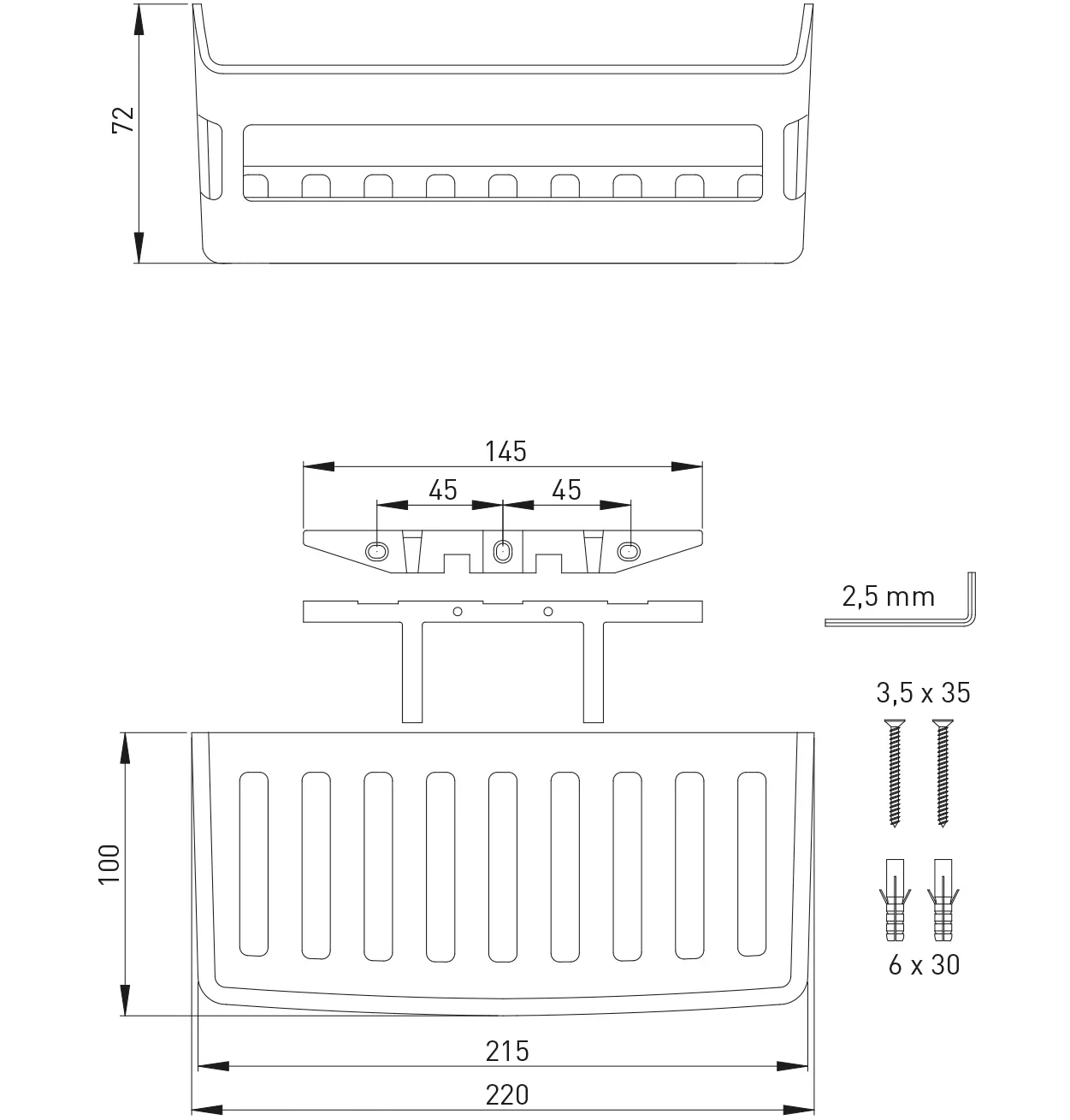 ASW Schwammkorb Edelstahloptik geschl. 220x100mm